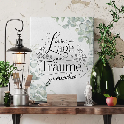 Affirmation Leinwand Mit Spruch Ich bin in der Lage positiv