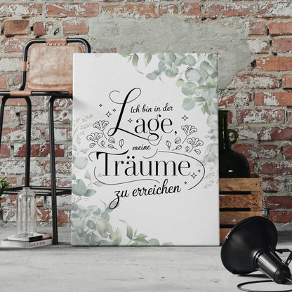 Affirmation Leinwand Mit Spruch Ich bin in der Lage positiv