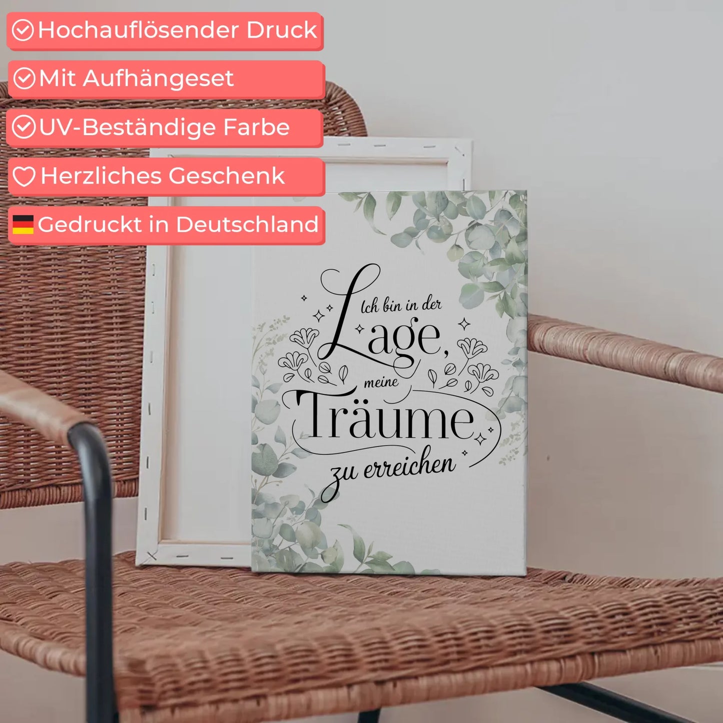 Affirmation Leinwand Mit Spruch Ich bin in der Lage positiv