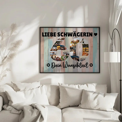 Personalisiertes Poster Wunschtext 60 Geburtstag Schwägerin