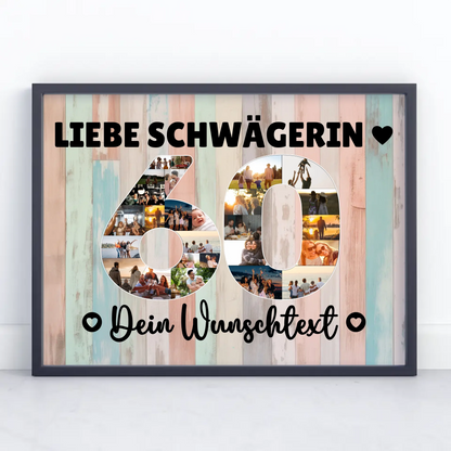 Personalisiertes Poster Wunschtext 60 Geburtstag Schwägerin