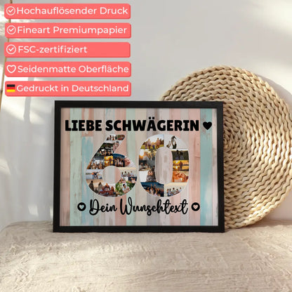 Personalisiertes Poster Wunschtext 60 Geburtstag Schwägerin