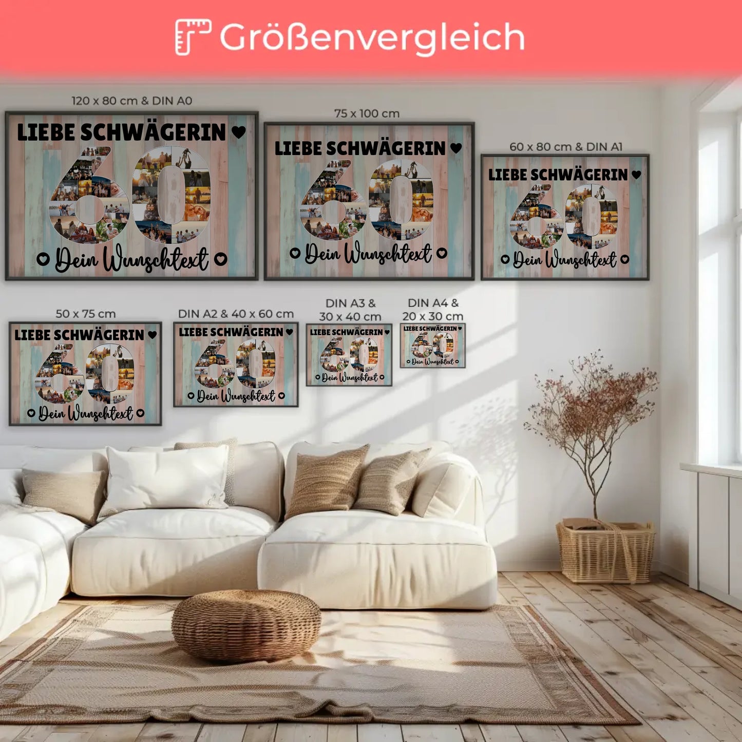 Personalisiertes Poster Wunschtext 60 Geburtstag Schwägerin