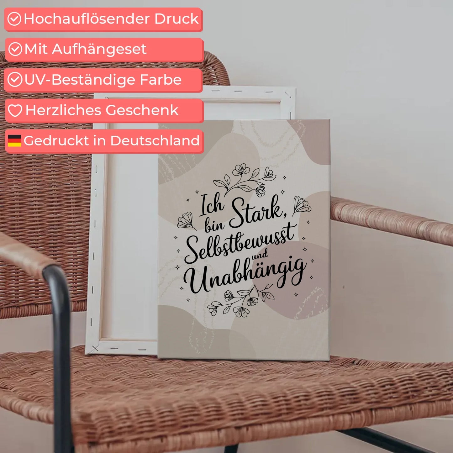 Spruch Leinwand Affirmation Ich bin stark selbstbewusst positiv