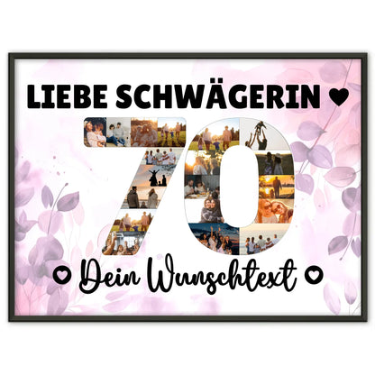 Personalisiertes Poster Wunschtext 70 Geburtstag Schwägerin
