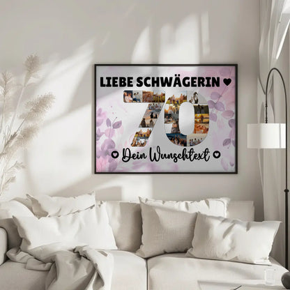 Personalisiertes Poster Wunschtext 70 Geburtstag Schwägerin