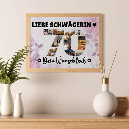 Personalisiertes Poster Wunschtext 70 Geburtstag Schwägerin