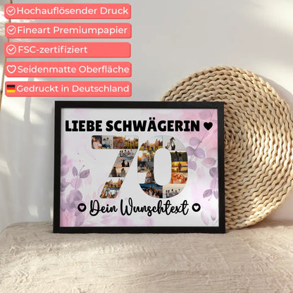 Personalisiertes Poster Wunschtext 70 Geburtstag Schwägerin