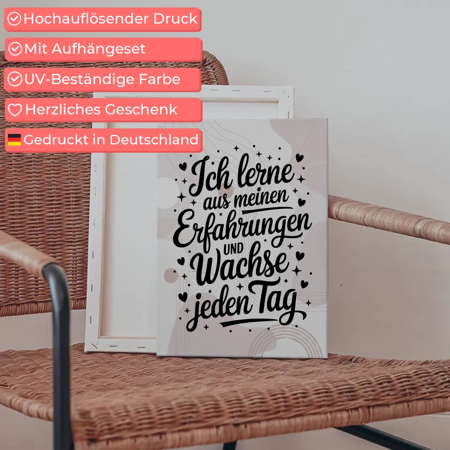 Personalisierte Leinwand Sprüche Affirmation Wachstum täglich