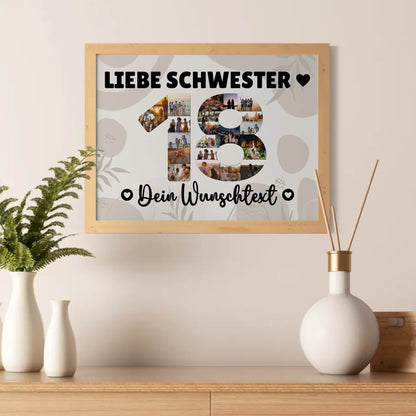Personalisiertes Poster Wunschtext 18 Geburtstag Schwester