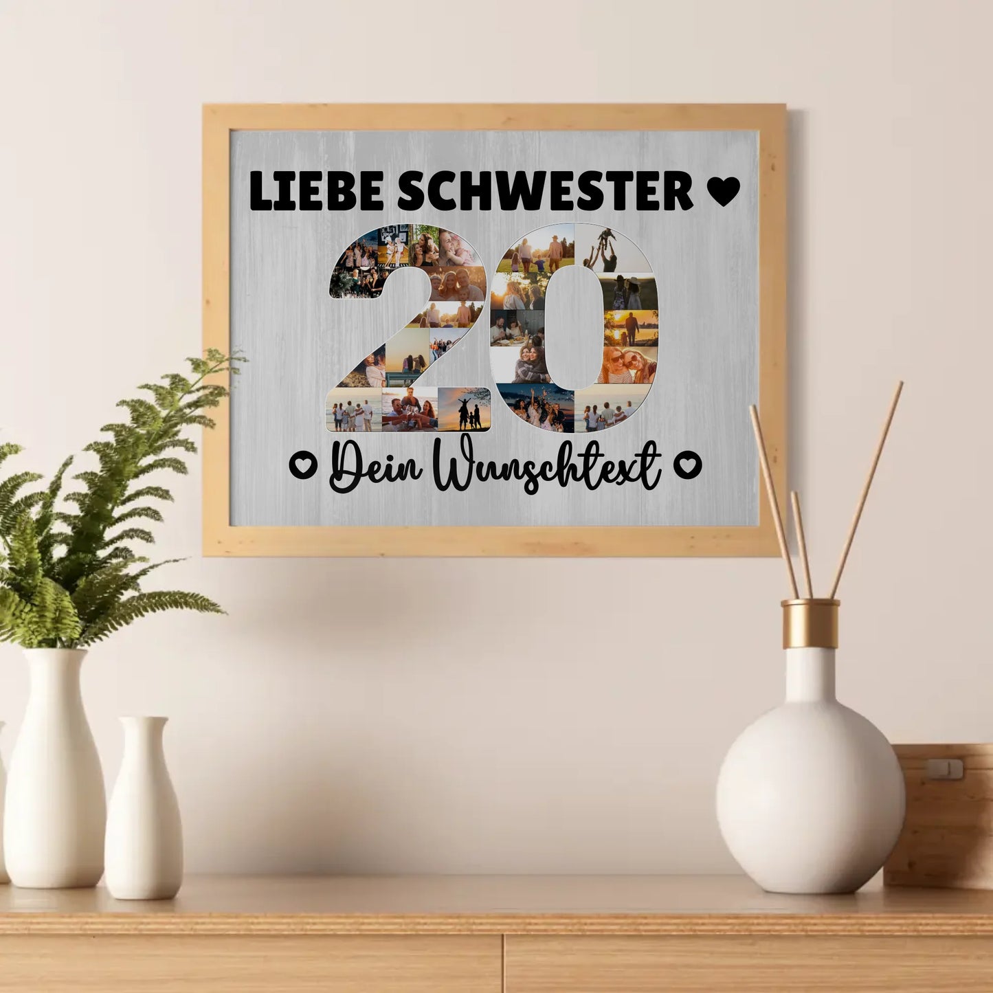 Personalisiertes Poster Wunschtext zum 20 Geburtstag Schwester