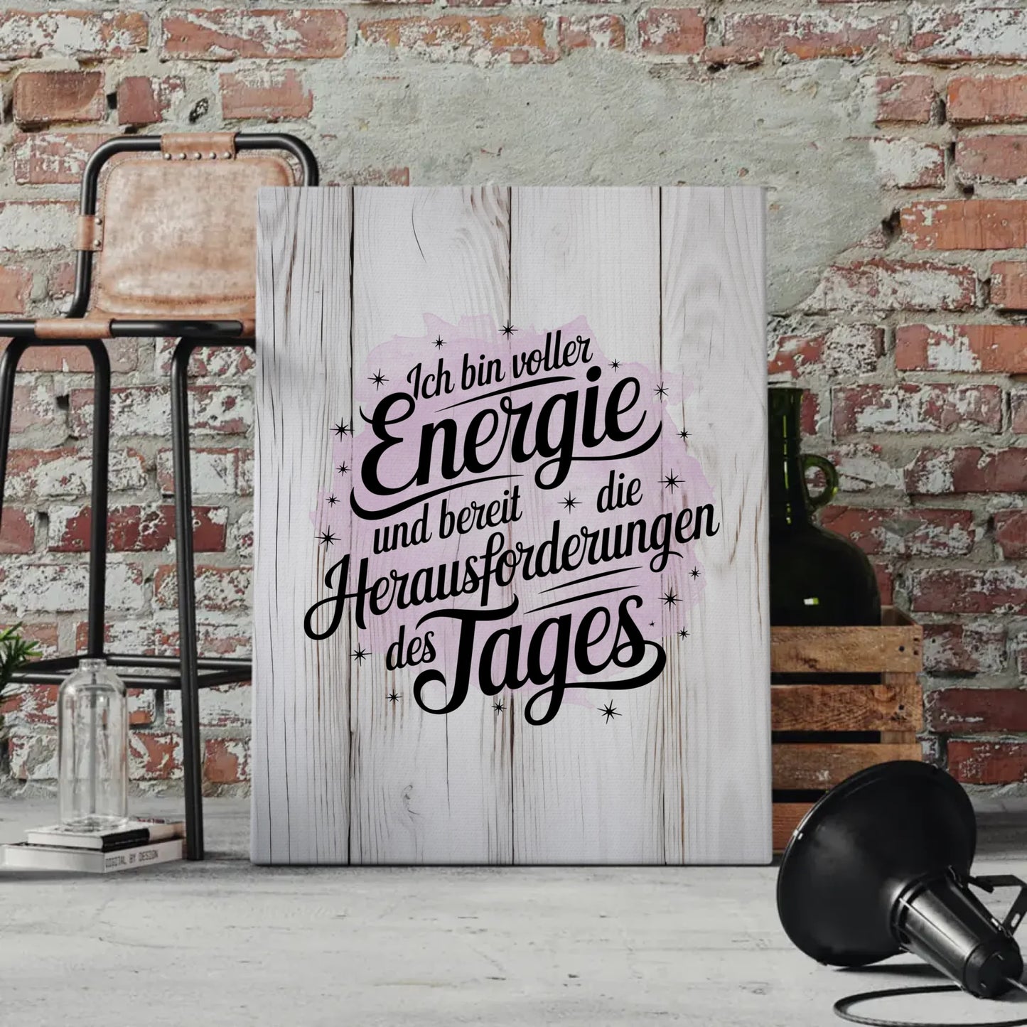 Affirmation Sprüche Leinwand Ich bin voller Energie und bereit