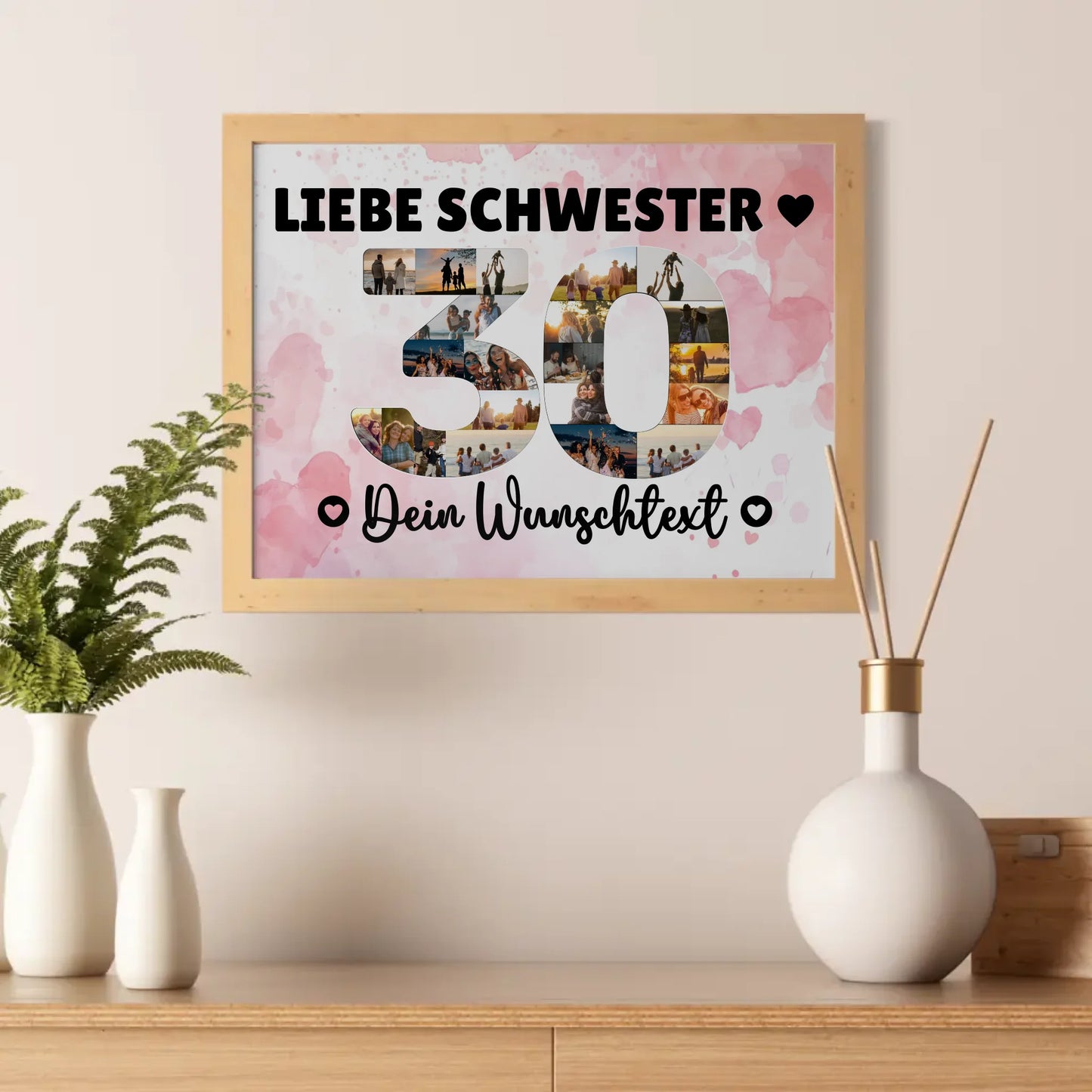 Personalisiertes Poster mit Wunschtext zum 30 Geburtstag Schwester