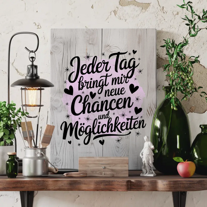 Affirmation Leinwand Mit Spruch Jeder Tag bringt mir neue Chancen