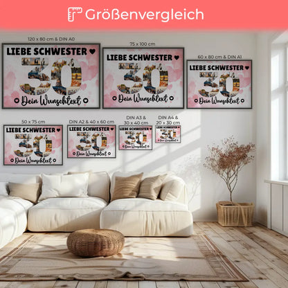Personalisiertes Poster mit Wunschtext zum 30 Geburtstag Schwester
