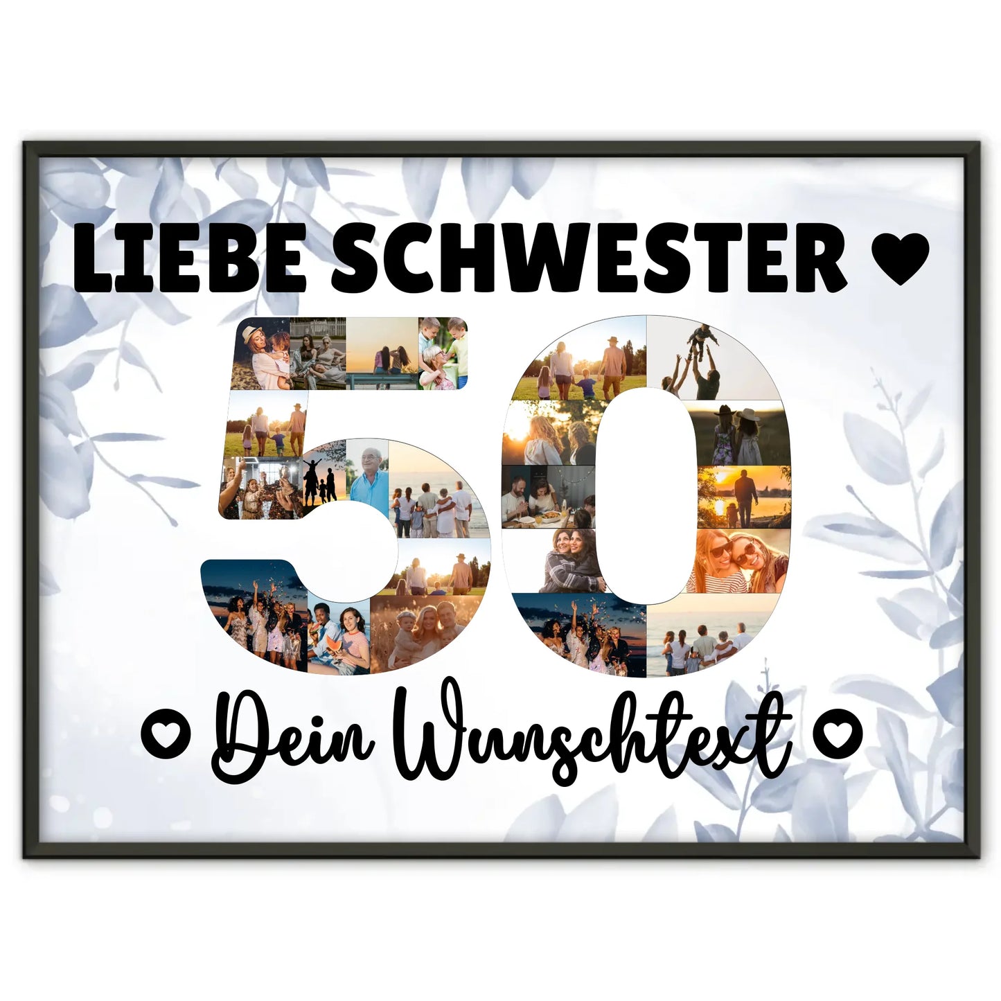 Personalisiertes Poster mit Wunschtext zum 50 Geburtstag Schwester