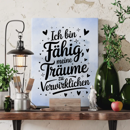 Leinwand Mit Spruch Affirmation Ich bin fähig positiv kreativ