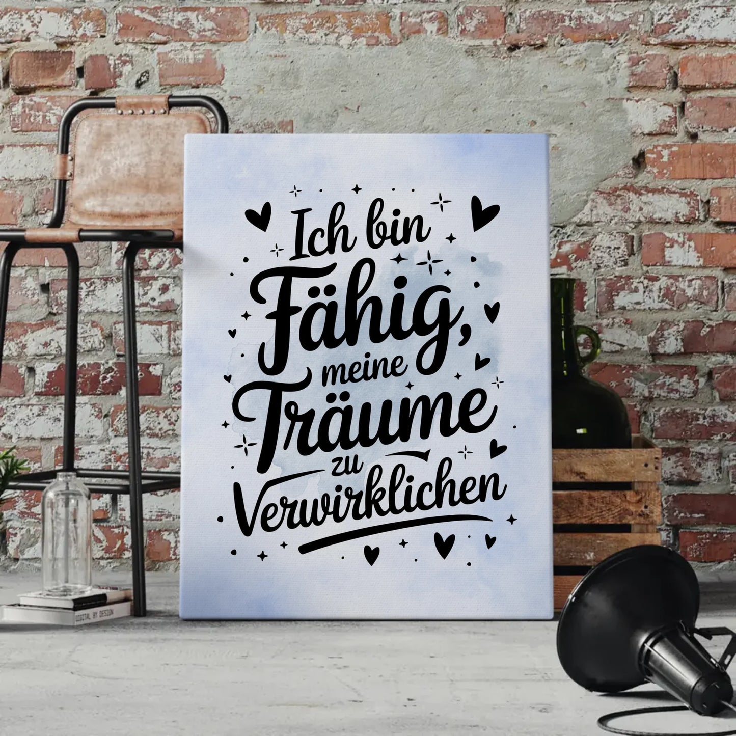 Leinwand Mit Spruch Affirmation Ich bin fähig positiv kreativ