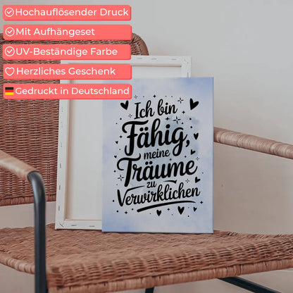 Leinwand Mit Spruch Affirmation Ich bin fähig positiv kreativ