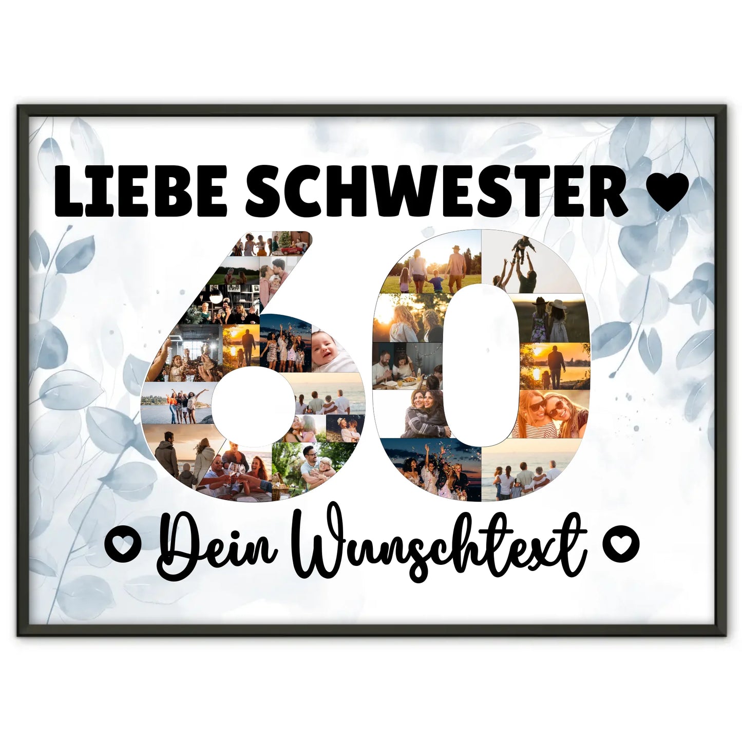 Personalisiertes Poster mit Wunschtext 60 Geburtstag Schwester