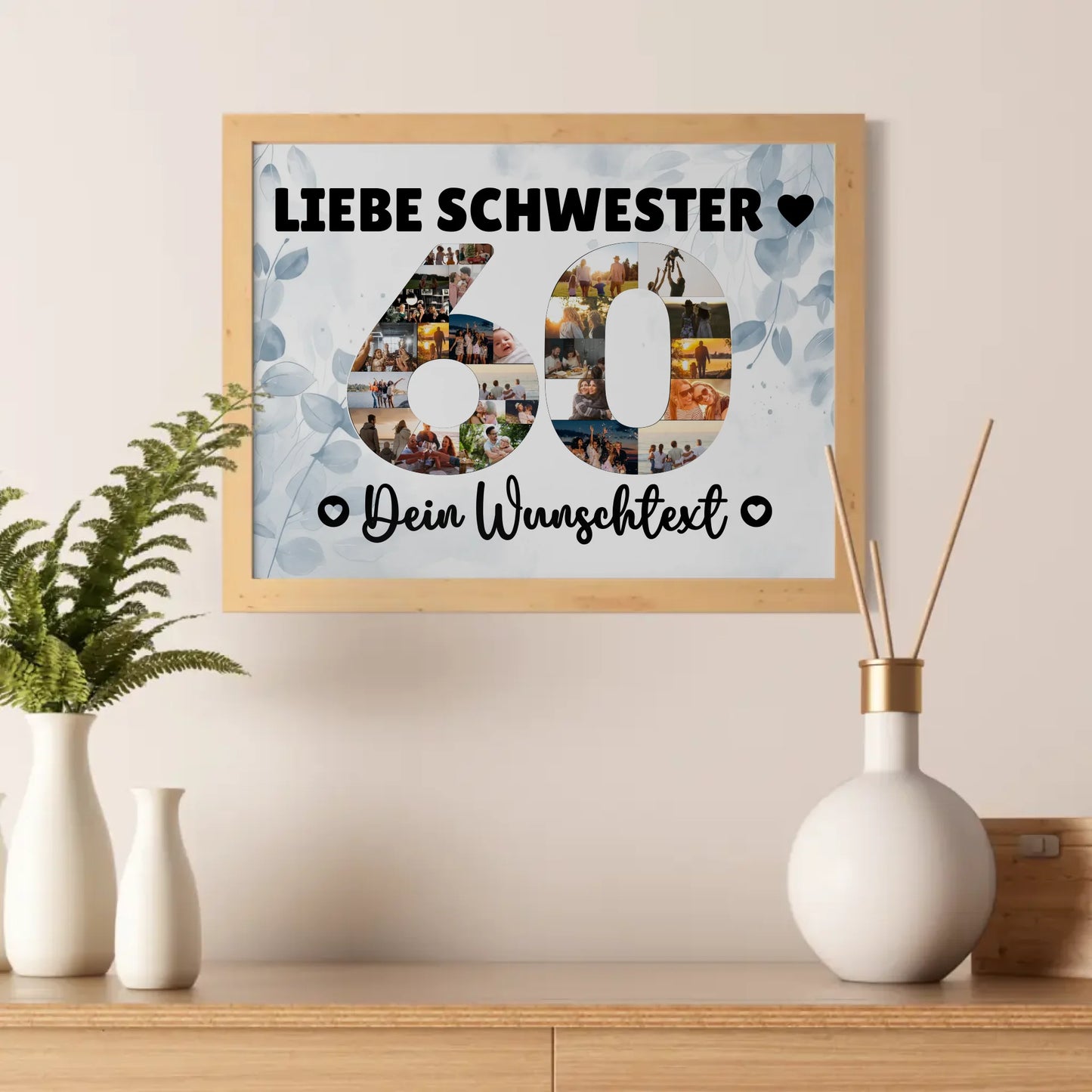 Personalisiertes Poster mit Wunschtext 60 Geburtstag Schwester