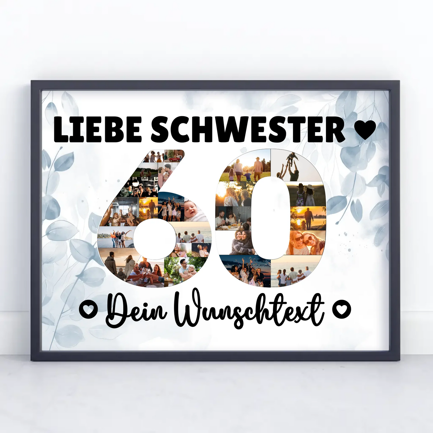 Personalisiertes Poster mit Wunschtext 60 Geburtstag Schwester