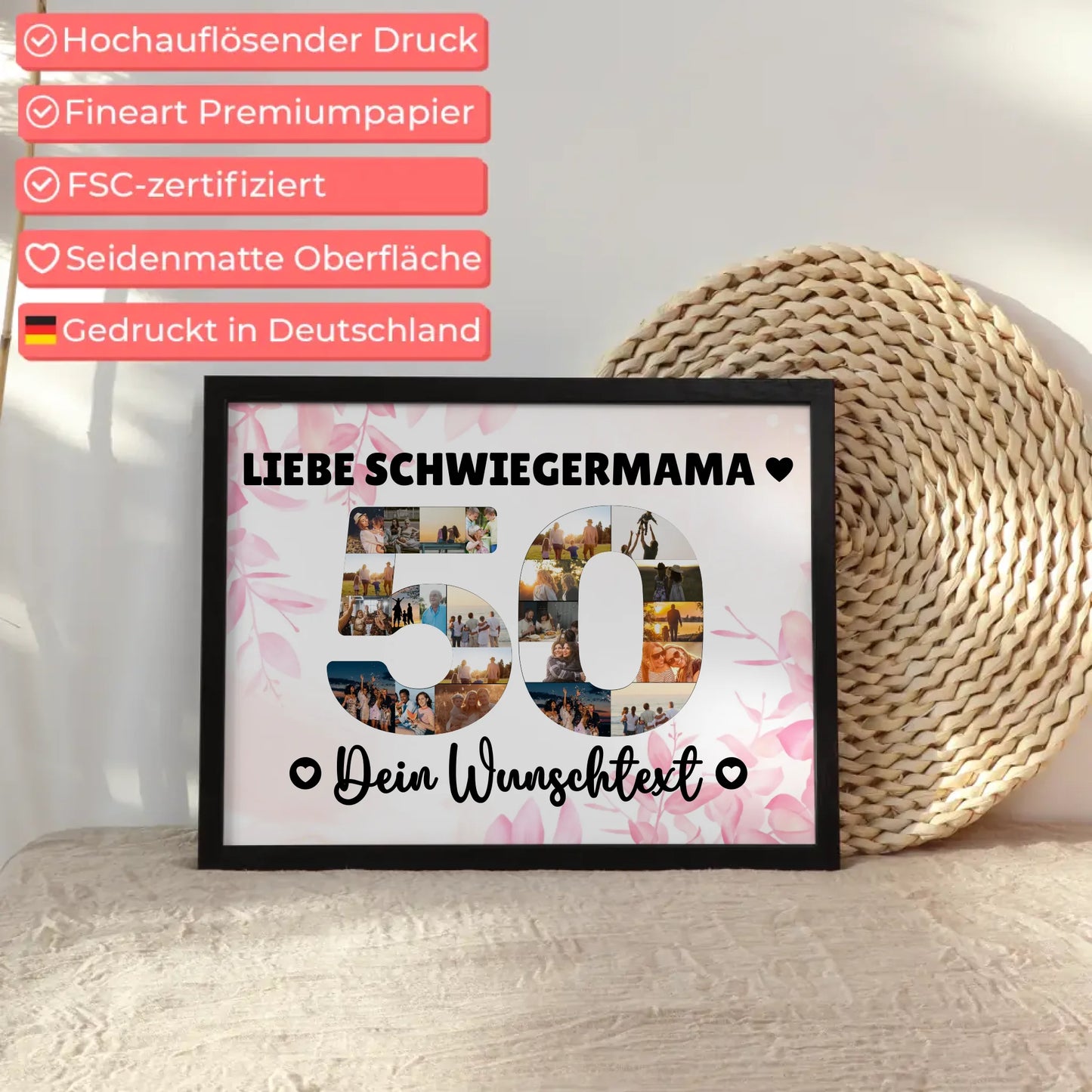 Personalisiertes Poster Wunschtext 50 Geburtstag Schwiegermama