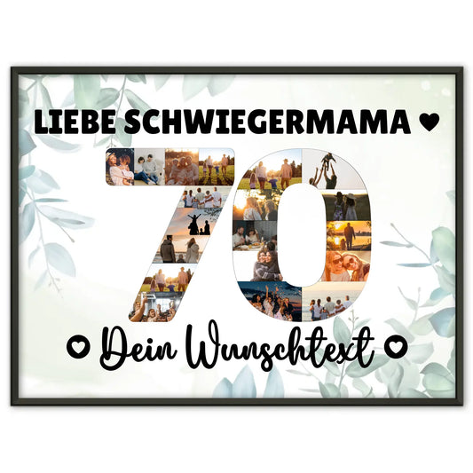 Personalisiertes Poster mit Wunschtext 70 Geburtstag Schwiegermama