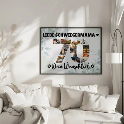 Personalisiertes Poster mit Wunschtext 70 Geburtstag Schwiegermama