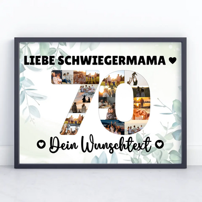 Personalisiertes Poster mit Wunschtext 70 Geburtstag Schwiegermama