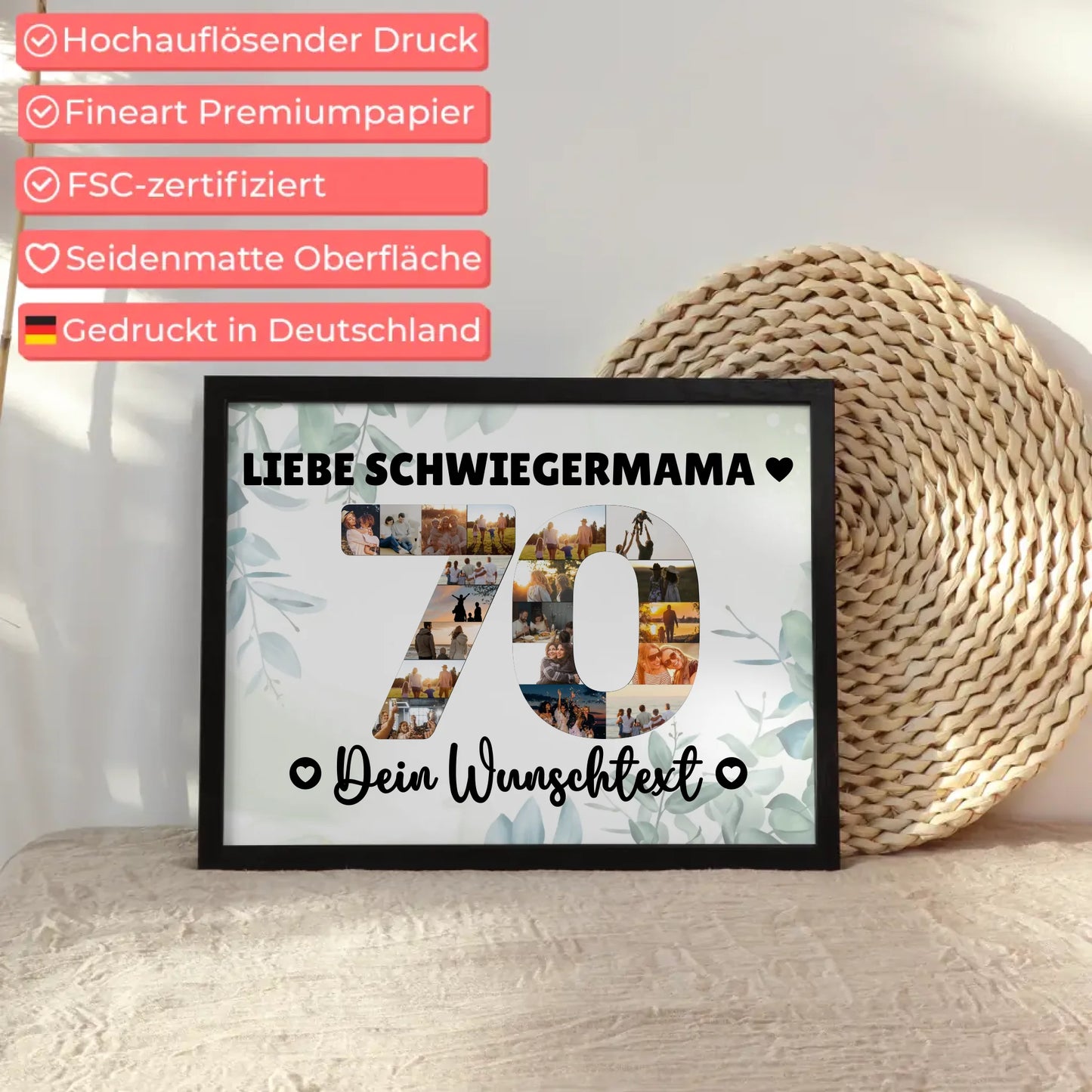 Personalisiertes Poster mit Wunschtext 70 Geburtstag Schwiegermama