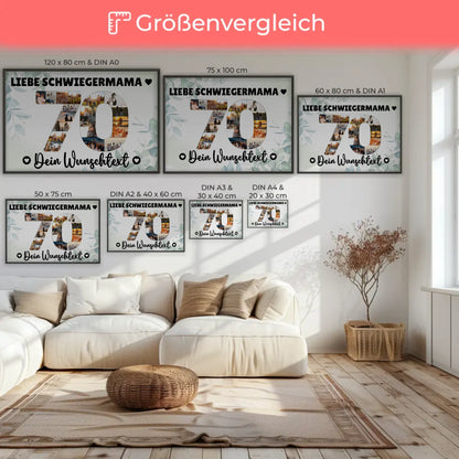 Personalisiertes Poster mit Wunschtext 70 Geburtstag Schwiegermama