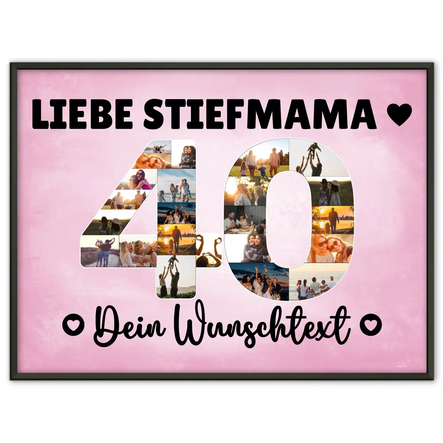 Personalisiertes Poster mit Wunschtext 40 Geburtstag Stiefmama