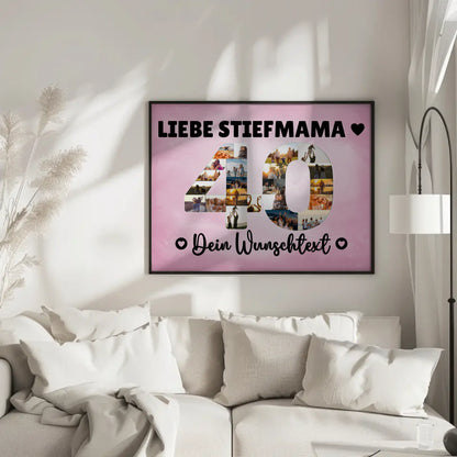 Personalisiertes Poster mit Wunschtext 40 Geburtstag Stiefmama