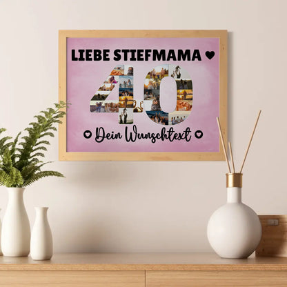 Personalisiertes Poster mit Wunschtext 40 Geburtstag Stiefmama