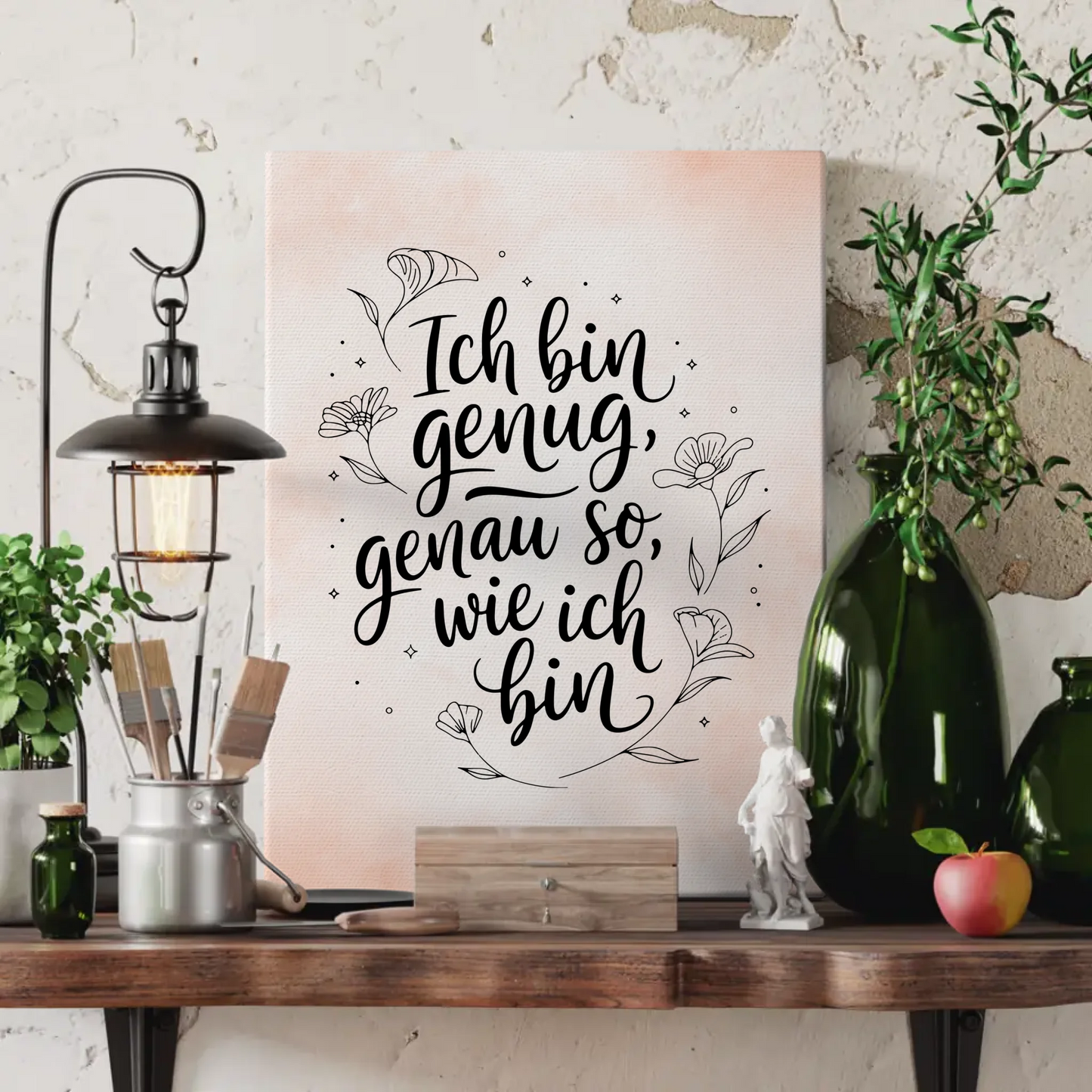 Affirmation Spruch Leinwand Ich bin genug positiv gestalten