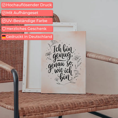 Affirmation Spruch Leinwand Ich bin genug positiv gestalten