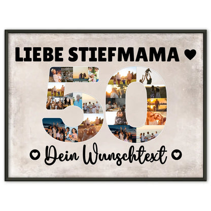 Personalisiertes Poster Wunschtext 50 Geburtstag Stiefmama