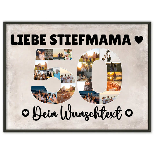 Personalisiertes Poster Wunschtext 50 Geburtstag Stiefmama