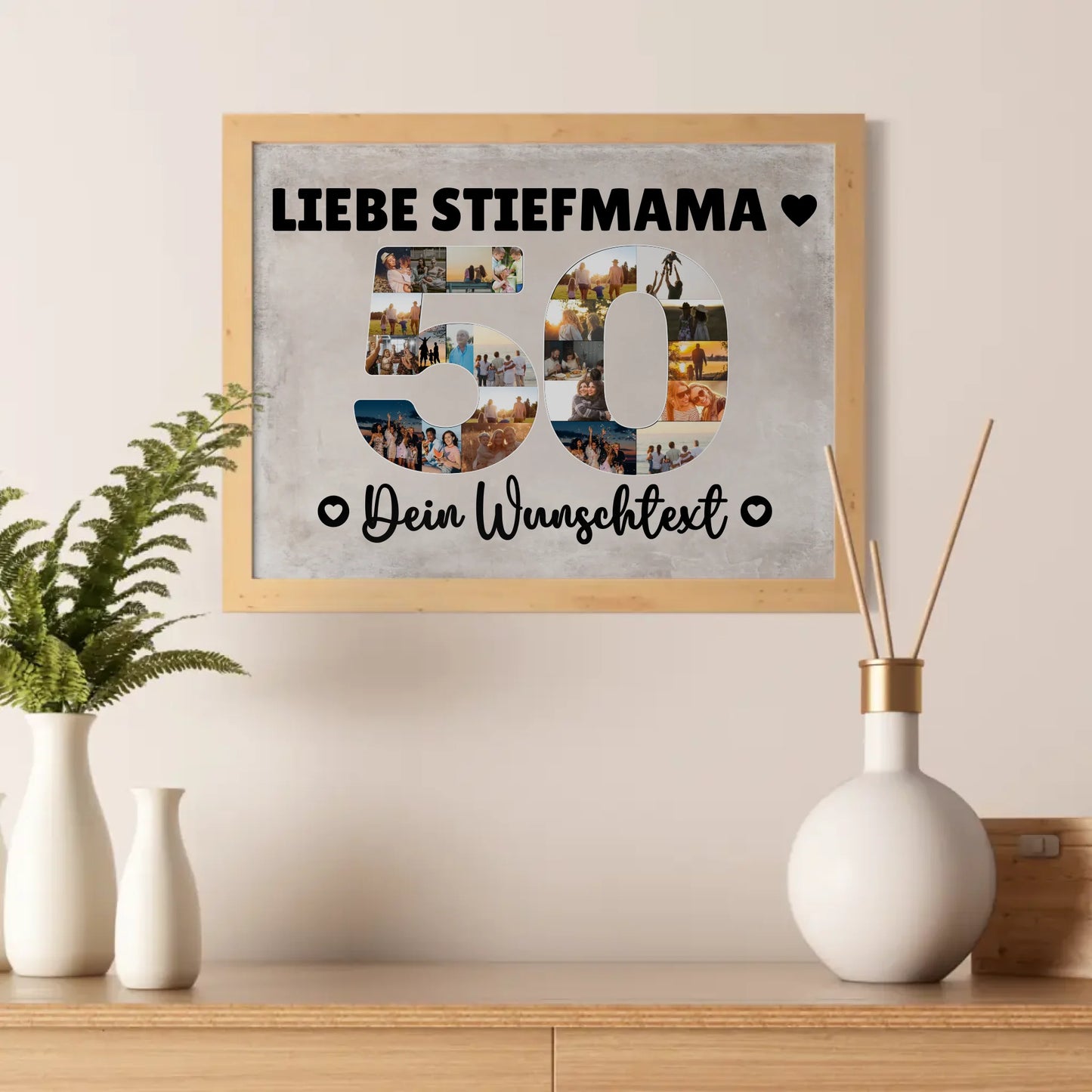 Personalisiertes Poster Wunschtext 50 Geburtstag Stiefmama