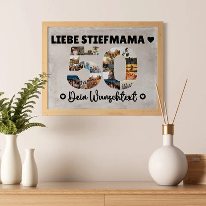 Personalisiertes Poster Wunschtext 50 Geburtstag Stiefmama