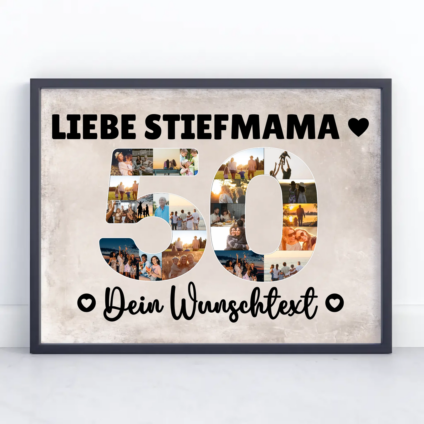 Personalisiertes Poster Wunschtext 50 Geburtstag Stiefmama
