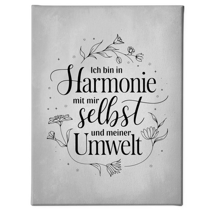 Affirmation Sprüche Leinwand Ich bin in Harmonie mit mir
