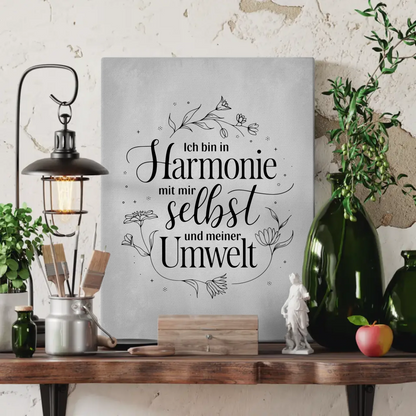 Affirmation Sprüche Leinwand Ich bin in Harmonie mit mir
