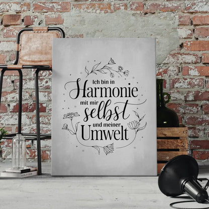 Affirmation Sprüche Leinwand Ich bin in Harmonie mit mir