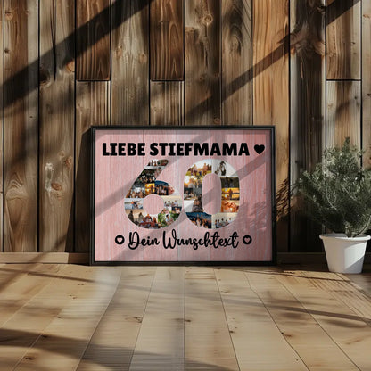Personalisiertes Poster Wunschtext 60 Geburtstag Stiefmama