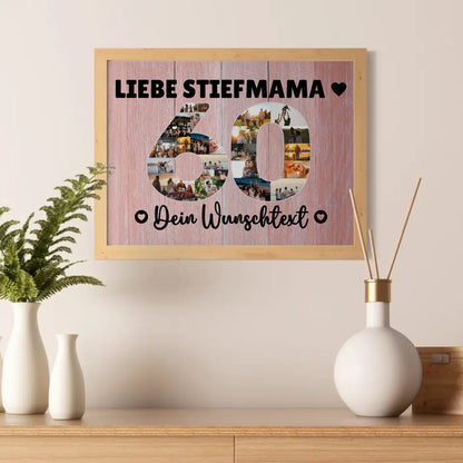 Personalisiertes Poster Wunschtext 60 Geburtstag Stiefmama