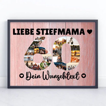 Personalisiertes Poster Wunschtext 60 Geburtstag Stiefmama