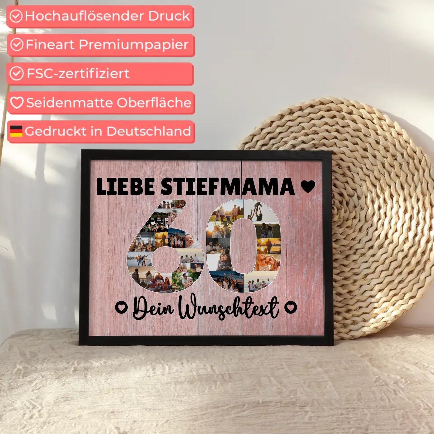 Personalisiertes Poster Wunschtext 60 Geburtstag Stiefmama