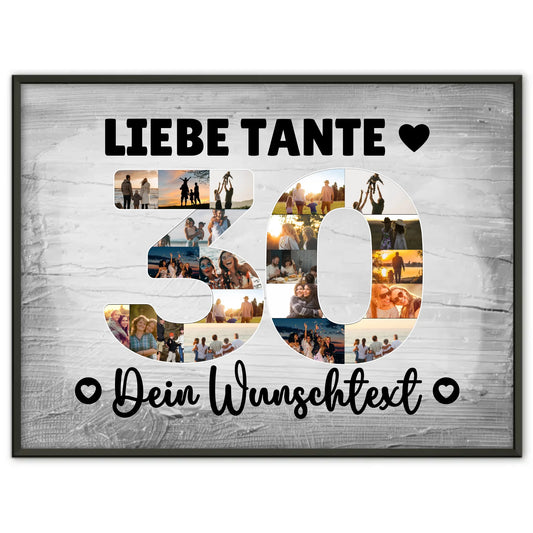 Personalisiertes Poster mit Wunschtext zum 30 Geburtstag Tante